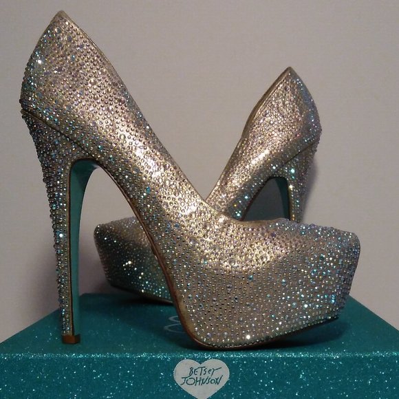 Betsey Johnson Shoes - BETSEY JOHNSON 7 STAR SPARKLY RHINESTONE PLATFORM HEELS blue collection